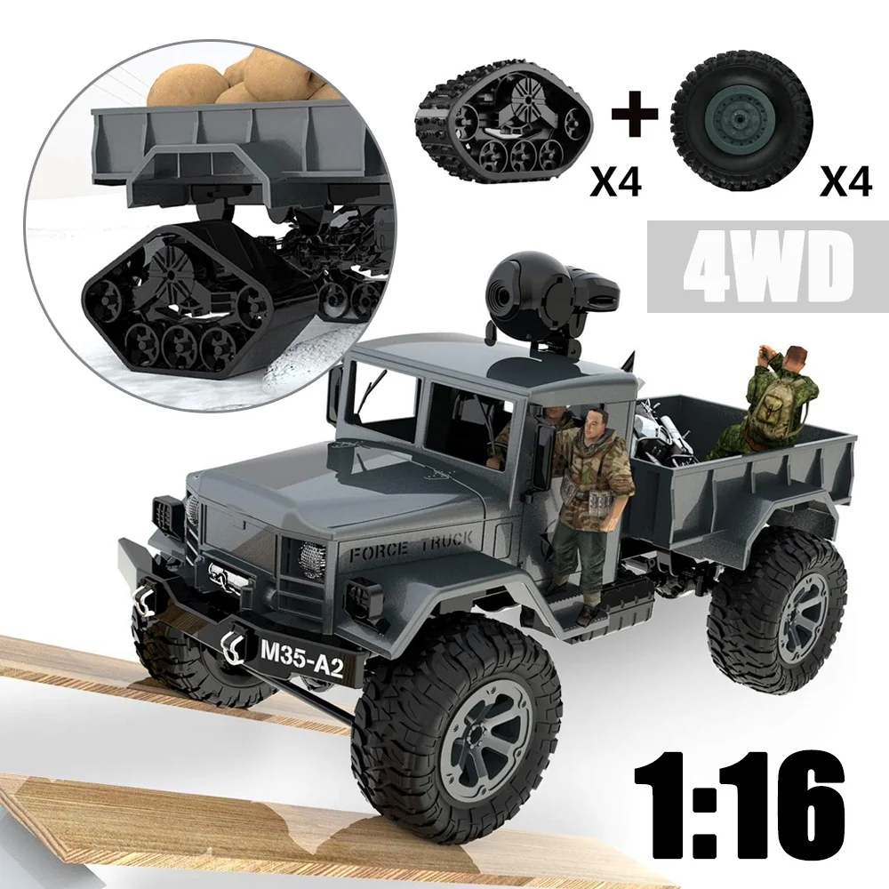 RC Military Truck 1:16 4WD 480P WIFI FPV Camera Remote Control Car Crawler Vehicle Off-Road Boys Toys
RC Military Truck 1:16 4WD 480P WIFI FPV Camera Remote Control Car Crawler Vehicle Off-Road Boys Toys