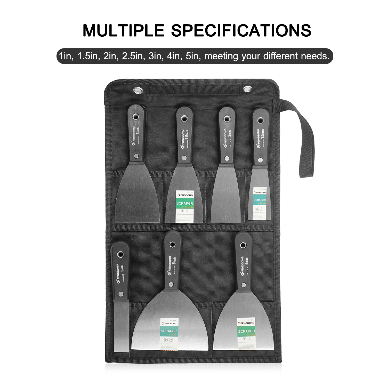 PENGGONG 7Pcs Portable Putty Knife Set Multiple Specification Paint Shovel Wall Scraper 1 inch to 5 inches 0102 | Инструменты