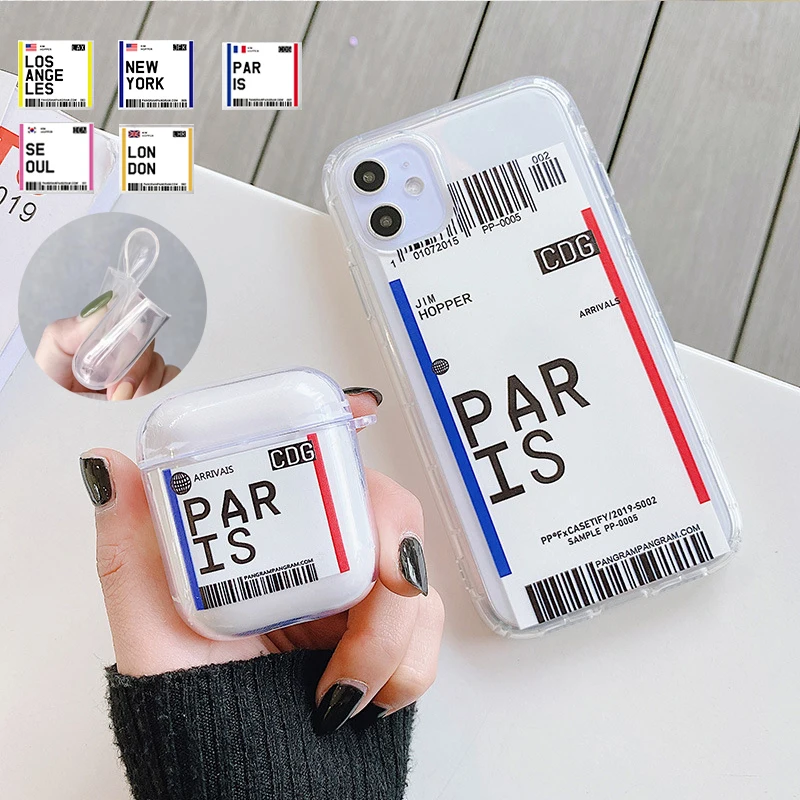 INS City Air Ticket Bluetooth Wireless Airpods1 / 2 + Phone Cover Transparent TPU Phone Case for iPhone 11 X XR XS Max 8 7 6 6S
INS City Air Ticket Bluetooth Wireless Airpods1 / 2 + Phone Cover Transparent TPU Phone Case for iPhone 11 X XR XS Max 8 7 6 6S