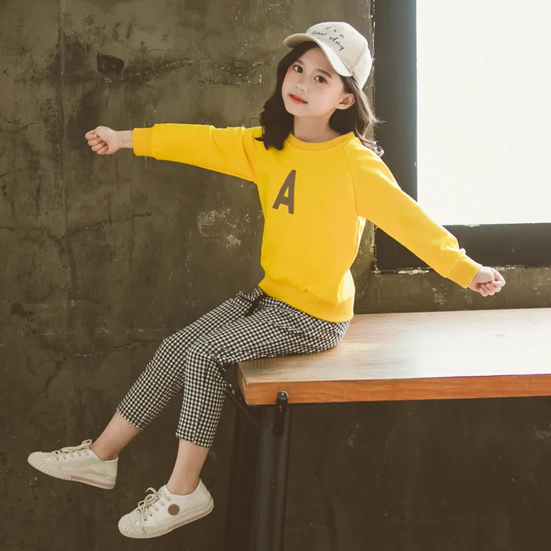 2020 New Style Girls Spring Clothing Set Big Boy Korean-style Lettered Hoodie Plaid Pants Set Children Two-Piece Set Fashion 
2020 New Style Girls Spring Clothing Set Big Boy Korean-style Lettered Hoodie Plaid Pants Set Children Two-Piece Set Fashion