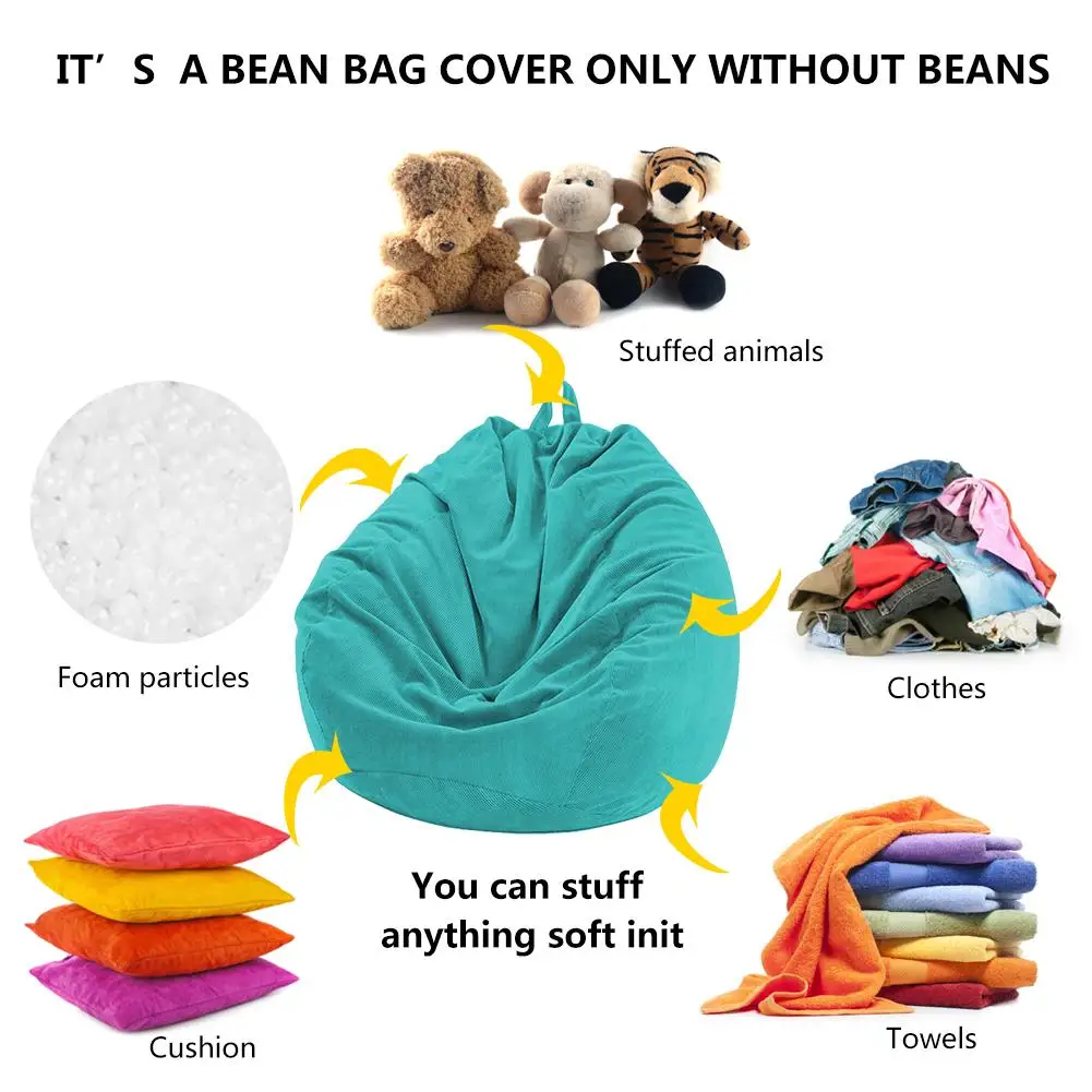 Description Picture 5 of itemLazy BeanBag Sofas Cover Chairs without Filler Soft Removable Corduroy Lounger Seat Bean Bag Pouf Puff Couch Tatami Living Room