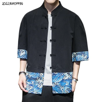 Chinese Style Men Drop Shoulder Short Sleeve Shirt Mandarin Collar Frog Closure Mens Ukiyoe Patchwork Casual Shirts
Chinese Style Men Drop Shoulder Short Sleeve Shirt Mandarin Collar Frog Closure Mens Ukiyoe Patchwork Casual Shirts