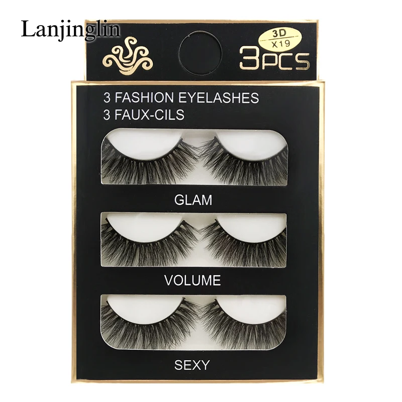 Faux Cils 3 Pairs False Eyelashes Soft Natural Long Wispy Fluffy 3D Mink Lashes Handmade Makeup Tool Extension Fake Eye Lashes 31 H9b4250ddc9d14d0b8de2bf09c3e811831