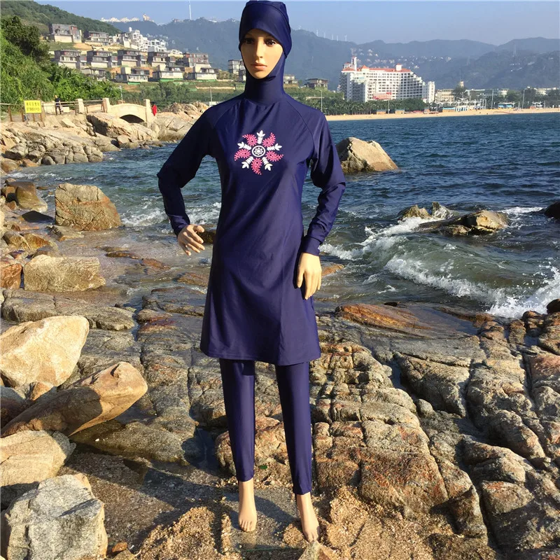 Фото 2019 Женская одежда для плавания с цветочным принтом мусульманская хиджаб мАч