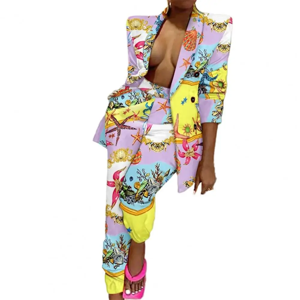 Sexy Lady Spring Autumn Blazer Suit Cardigan Colorful Print Right Angle Shoulder High Waist Ladies Tie Dye Pants Suit femme
Sexy Lady Spring Autumn Blazer Suit Cardigan Colorful Print Right Angle Shoulder High Waist Ladies Tie Dye Pants Suit femme