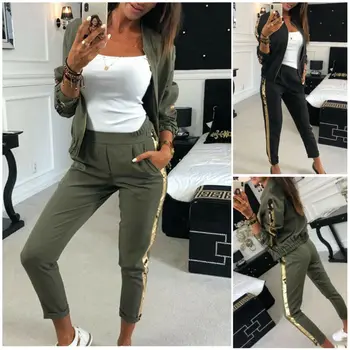 Brand New Female Spring Autumn Sportswear Women's Glitter Sequin 2PCS Zipper Top Jackets Coat Long Pants Outwear Lady Streetwear
Brand New Female Spring Autumn Sportswear Women's Glitter Sequin 2PCS Zipper Top Jackets Coat Long Pants Outwear Lady Streetwear