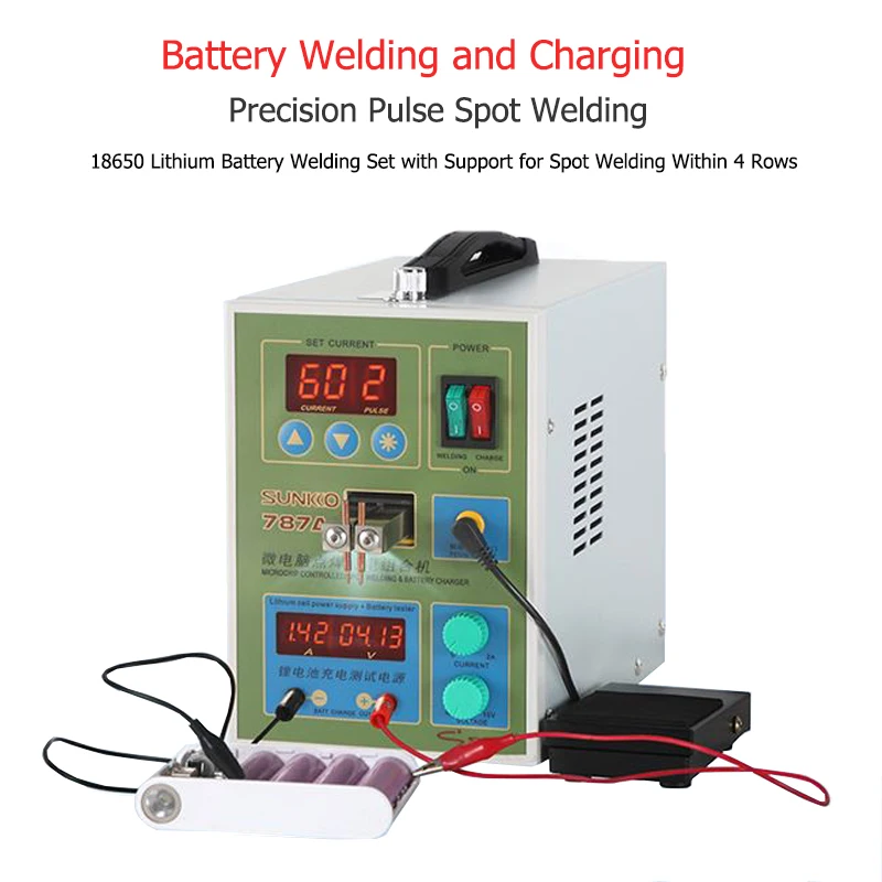 2 PCS 787A+ Spot Welder 18650 lithium battery test and charging 2in1 double pulse precision welding machine LED lighting 220V
2 PCS 787A+ Spot Welder 18650 lithium battery test and charging 2in1 double pulse precision welding machine LED lighting 220V