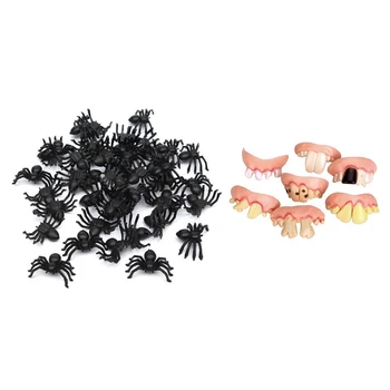 50 Pcs Plastic Black Spider Trick Toy Halloween Haunted House Prop Decor & 10 Pcs Ugly Teeth Halloween Party Prop Costume Random
50 Pcs Plastic Black Spider Trick Toy Halloween Haunted House Prop Decor & 10 Pcs Ugly Teeth Halloween Party Prop Costume Random