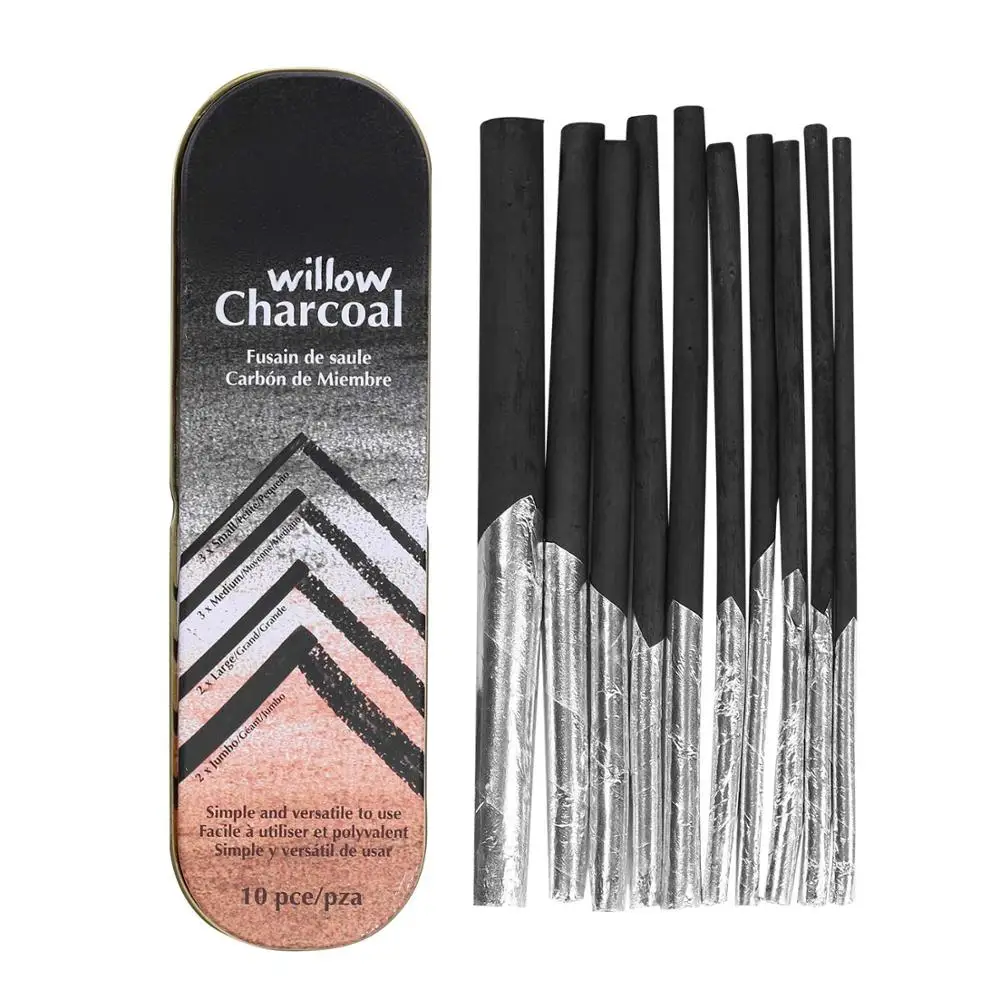 10 Pcs Willow Charcoal Sticks Art Drawing Pencils Sketch With Tinfoil Tinted Paper & Metal Box For Artist Highlight Drawing
10 Pcs Willow Charcoal Sticks Art Drawing Pencils Sketch With Tinfoil Tinted Paper & Metal Box For Artist Highlight Drawing