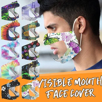 10PCS Transparent PVC Mouth Mask Tie-dye Flower Printed Adult Mask With Clear Window Visible Expression Face Cover Masque Enfant 
10PCS Transparent PVC Mouth Mask Tie-dye Flower Printed Adult Mask With Clear Window Visible Expression Face Cover Masque Enfant