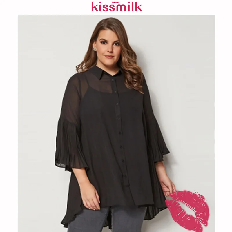 Kiss Milk Large Size Simple Europe And America Solid Color Commuting Non-symmetrical Hem Pleated Joint Tops Shirt
Kiss Milk Large Size Simple Europe And America Solid Color Commuting Non-symmetrical Hem Pleated Joint Tops Shirt