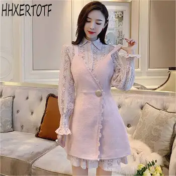 2020 spring New temperament elegant lapel lace hook flower top + v-neck strap lace dress suit sets
2020 spring New temperament elegant lapel lace hook flower top + v-neck strap lace dress suit sets