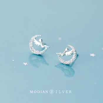 MODIAN High Quality 925 Sterling Silver Cute Angel Sparkling Moon Studs Earring for Women Wedding Engagement Statement Jewelry
MODIAN High Quality 925 Sterling Silver Cute Angel Sparkling Moon Studs Earring for Women Wedding Engagement Statement Jewelry