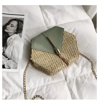 Hexagon Mulit Style Straw+leather Handbag Women Summer Rattan Bag Handmade Woven Beach Circle Bohemia Shoulder Bag
Hexagon Mulit Style Straw+leather Handbag Women Summer Rattan Bag Handmade Woven Beach Circle Bohemia Shoulder Bag