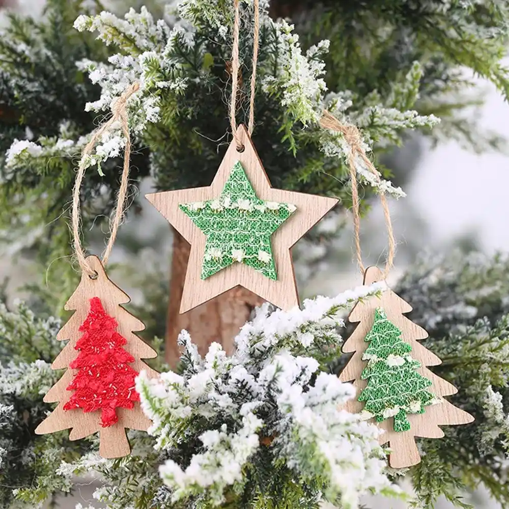 wooden pendants christmas ornaments star/tree wood crafts xmas