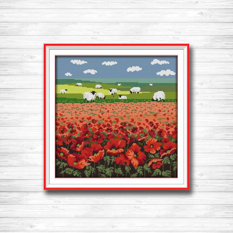 Poppy and sheep Farm scenery Home Decor dmc 14CT 11CT counted cross stitch Needlework Set Embroidery kits chinese cross stitch
Poppy and sheep Farm scenery Home Decor dmc 14CT 11CT counted cross stitch Needlework Set Embroidery kits chinese cross stitch