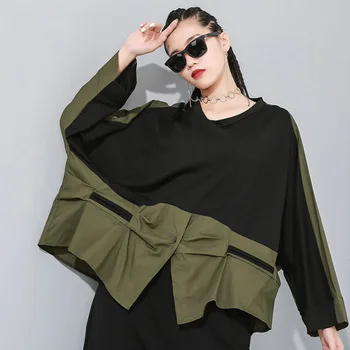 LANMREM O-neck Hit Collar Splice Pullover T-shirt Women Vintage Big Size Irregular Personality Tee Shirt 2020 New Spring PC729
LANMREM O-neck Hit Collar Splice Pullover T-shirt Women Vintage Big Size Irregular Personality Tee Shirt 2020 New Spring PC729