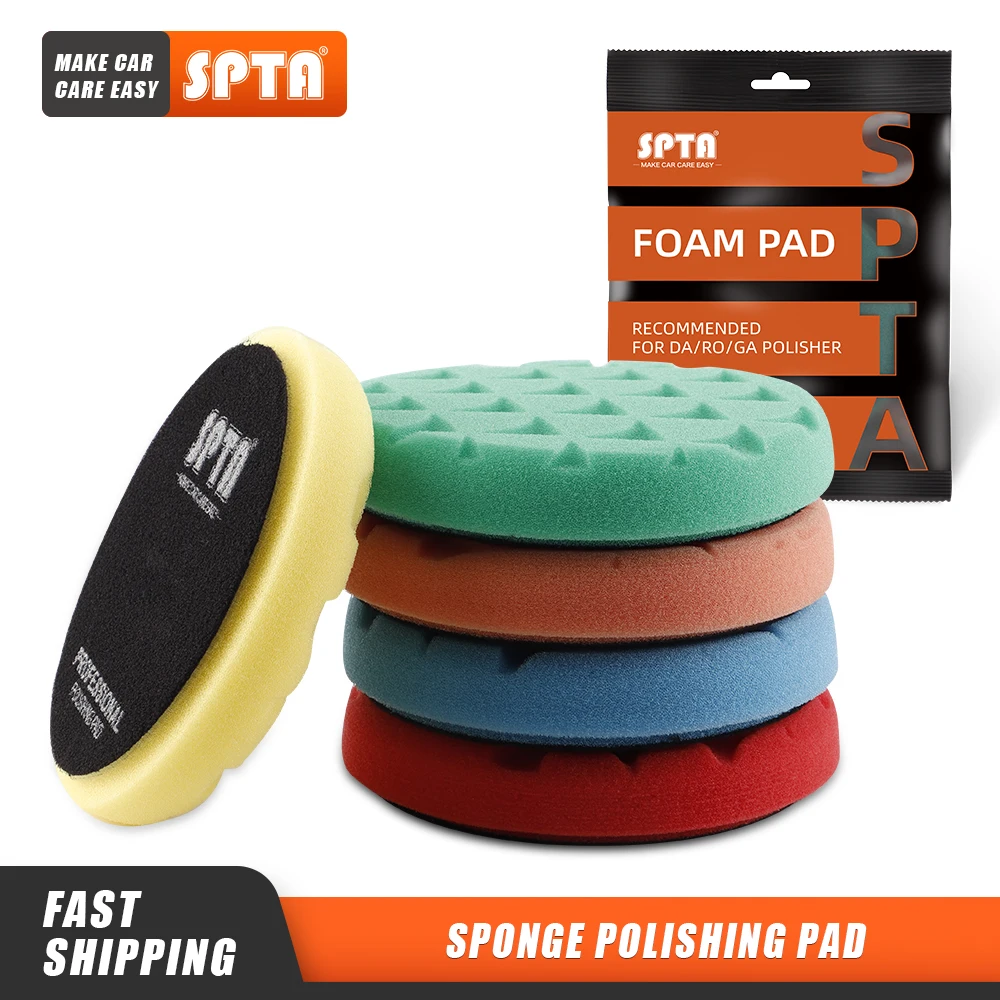 

SPTA 5"(125mm)/6"(150mm) 5pcs Car Polish Pad Car Spong Buffing Polishing Pads For DA/RO/GA Car Buffer Polisher