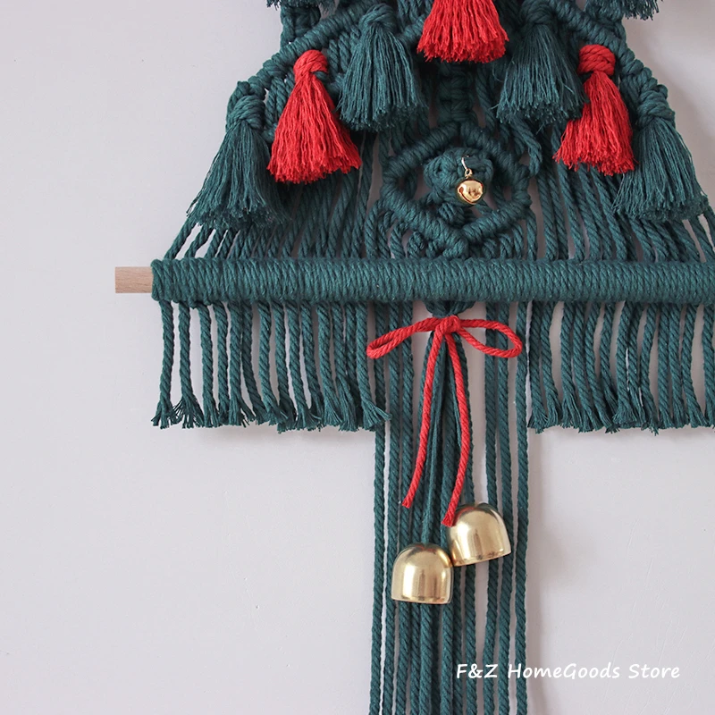 Bohemian Christmas Tree - Handwoven Macrame Wall Hanging with Bells & Lights 5 H9b5c0512c2bd48468aaf4d732cc9ef52Q