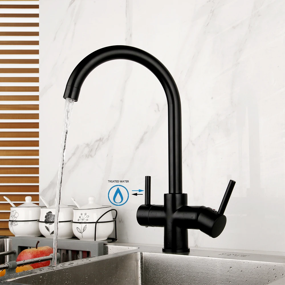 Description Picture 4 of itemKEMAIDI Chrome Kitchen Faucets 360 Degree Rotation Brass Drinking Filtered Water Kitchen Faucet Deck Mounted Mixer Black
