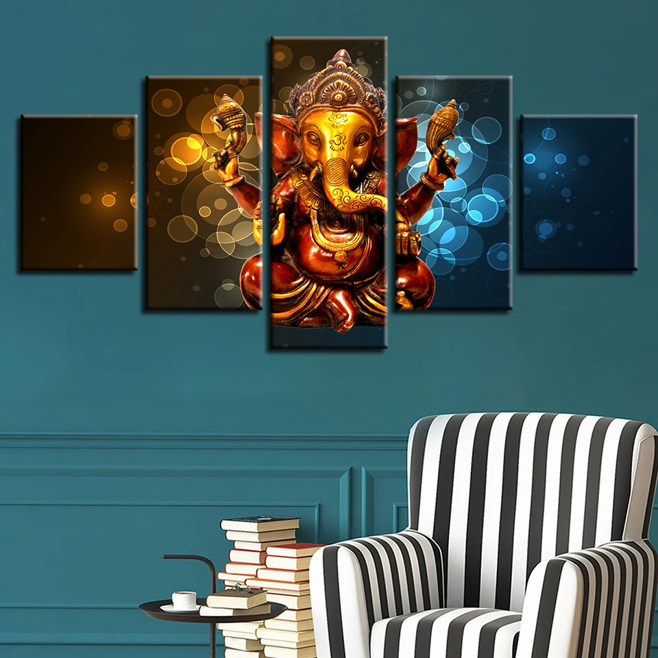 Canvas Painting Wall Art With Frame 5 Pieces Elephant Trunk God Ganesha Modular Aesthetic Poster Pictures Living Room Home Deco
Canvas Painting Wall Art With Frame 5 Pieces Elephant Trunk God Ganesha Modular Aesthetic Poster Pictures Living Room Home Deco