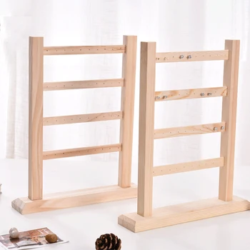 4 Layer Findings Practical Necklaces Stand Accessories Home Earrings Rack Jewelry Display Holder Bracelets Wooden Organizer Show
