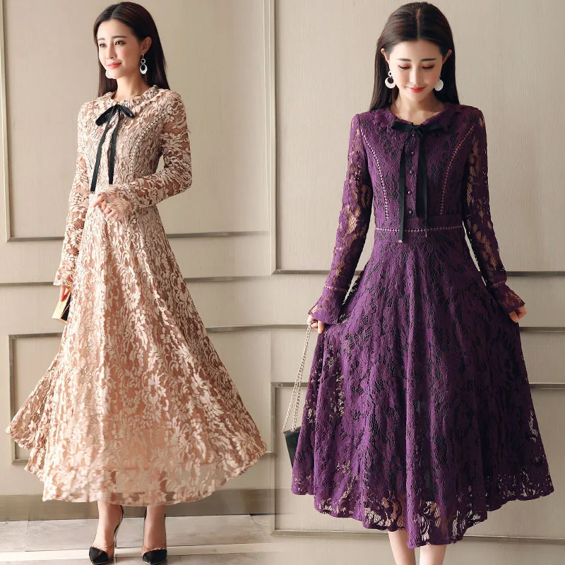 2018 Spring Clothing New Style Women's Dress Long Sleeve Lace Dress Lace-up Bow Big Hemline Slim Fit Base Dress Fashion
2018 Spring Clothing New Style Women's Dress Long Sleeve Lace Dress Lace-up Bow Big Hemline Slim Fit Base Dress Fashion