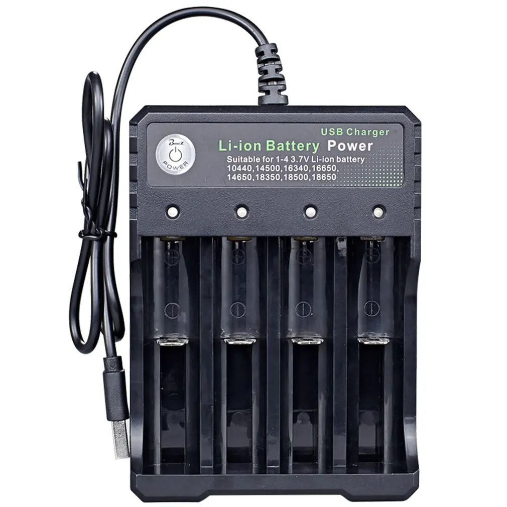 USB 18650 Battery Charger Black 4 Slots AC 110V 220V Dual For 18650 Charging 3.7V Rechargeable Lithium Battery 
USB 18650 Battery Charger Black 4 Slots AC 110V 220V Dual For 18650 Charging 3.7V Rechargeable Lithium Battery