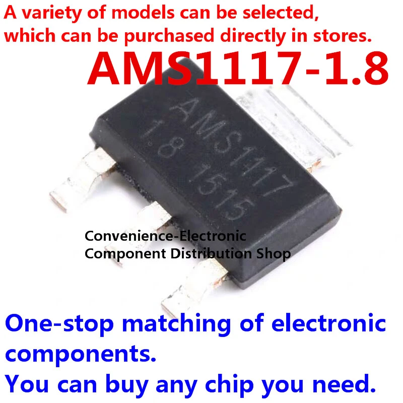 20PCS/PACK AMS1117 AMS1117-1.8 1.8V IC chip linear LDO integrated chip SOT-223 SMD regulated power supply step-down IC
20PCS/PACK AMS1117 AMS1117-1.8 1.8V IC chip linear LDO integrated chip SOT-223 SMD regulated power supply step-down IC