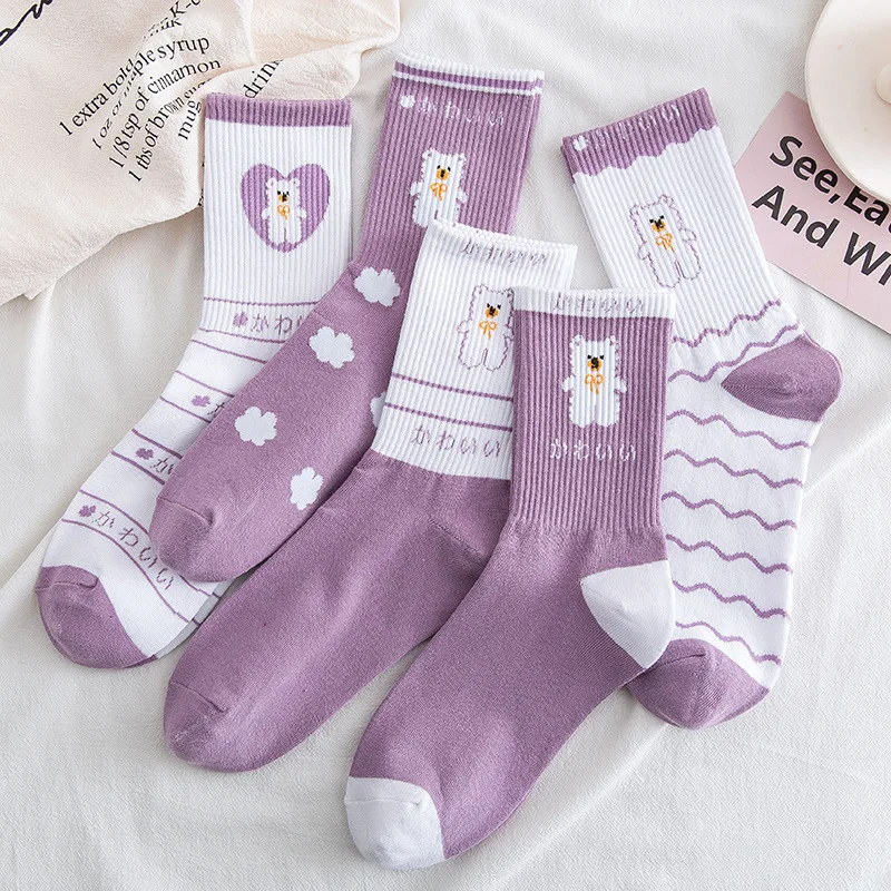 1 Pair Of Cute Cartoon Ladies Cotton Socks Purple Series Fashionable And Comfortable Bear Sock Japanese Interesting Cotton Socks
1 Pair Of Cute Cartoon Ladies Cotton Socks Purple Series Fashionable And Comfortable Bear Sock Japanese Interesting Cotton Socks
