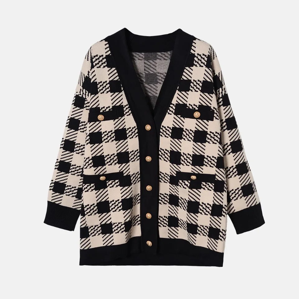 19 autumn and winter Sandro version French style retro thousand bird lattice small fragrance style pattern loose long sleeve kni
19 autumn and winter Sandro version French style retro thousand bird lattice small fragrance style pattern loose long sleeve kni