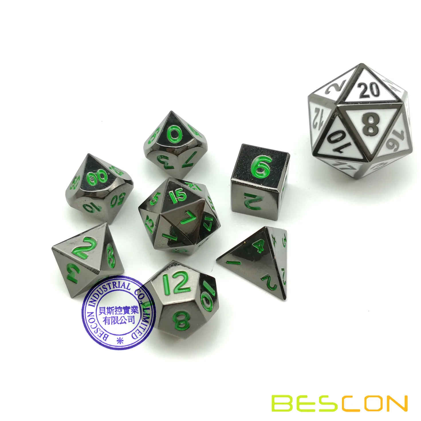 Bescon 10MM Mini Solid Metal Dice Set Glossy Metallic Surface with Green Numbers, Mini Metal Polyhedral D&D RPG Dice 7-set
Bescon 10MM Mini Solid Metal Dice Set Glossy Metallic Surface with Green Numbers, Mini Metal Polyhedral D&D RPG Dice 7-set