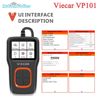 Viecar VP101 Full OBD2 scanner OBDII Engine Clear Fault Code Reader Car Diagnostic tool Multilingual free update PK ELM327 V1.5
Viecar VP101 Full OBD2 scanner OBDII Engine Clear Fault Code Reader Car Diagnostic tool Multilingual free update PK ELM327 V1.5