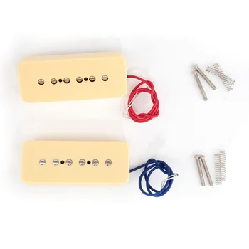 

Musiclily Pro P90 Soapbar Style 50mm Neck & 52mm Bridge Single Coil Pickups Set for LP SG Style Electric Guitar, Cream