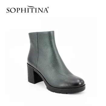 SOPHITINA Fashion Zipper High Heels Boots Comfortable Round Toe Cow Leather Woman Shoes Handmade Short Plush Lining Boots B19
SOPHITINA Fashion Zipper High Heels Boots Comfortable Round Toe Cow Leather Woman Shoes Handmade Short Plush Lining Boots B19