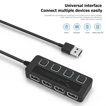Portable 4 Port Multi USB Splitter for Computer PC USB 2.0 HUB Expander Power Adapter with Switch
Portable 4 Port Multi USB Splitter for Computer PC USB 2.0 HUB Expander Power Adapter with Switch