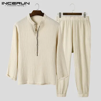 INCERUN 2020 Autumn Men Cotton Pajamas Sets Long Sleeve Buttons Tops Long Pants Sleepwear Suits Solid Comfy Pajamas Suits S-5XL
INCERUN 2020 Autumn Men Cotton Pajamas Sets Long Sleeve Buttons Tops Long Pants Sleepwear Suits Solid Comfy Pajamas Suits S-5XL