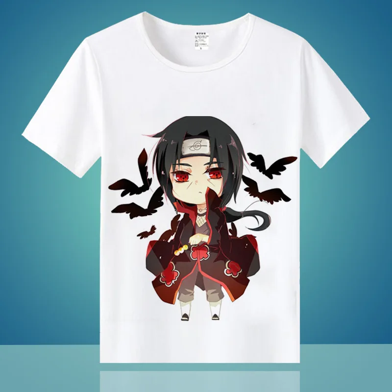 Naruto Short-sleeved Ladies T-shirt Q Version Itachi Sasuke Surrounding Clothes for Men and Women Japanese Anime | Женская одежда