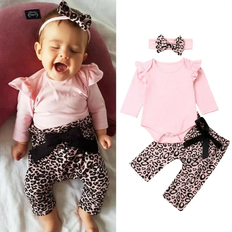 3Pcs Newborn Baby Girls Autumn Clothes Long Sleeve Solid Tops Romper Leopard Pants Headband Outfits 2019 New Set
3Pcs Newborn Baby Girls Autumn Clothes Long Sleeve Solid Tops Romper Leopard Pants Headband Outfits 2019 New Set