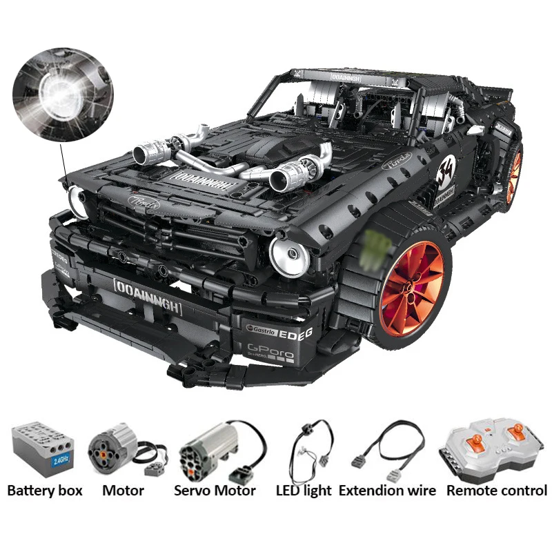 3168pcs MOC RC Ford Mustang Hoonicorn RTR V2 Model Building Block For Legoing Technic Racing City Car Led Bricks Toys for Kids
3168pcs MOC RC Ford Mustang Hoonicorn RTR V2 Model Building Block For Legoing Technic Racing City Car Led Bricks Toys for Kids