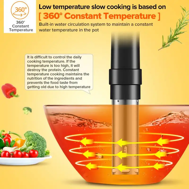 Cooker Thermal Immersion Circulator Machine with Large Digital LCD Display Time and Temperature Control 1800W Sous Vide Cooker Thermal Immersion Circulator Machine with Large Digital LCD Display Time and Temperature Control 1800W Sous Vide