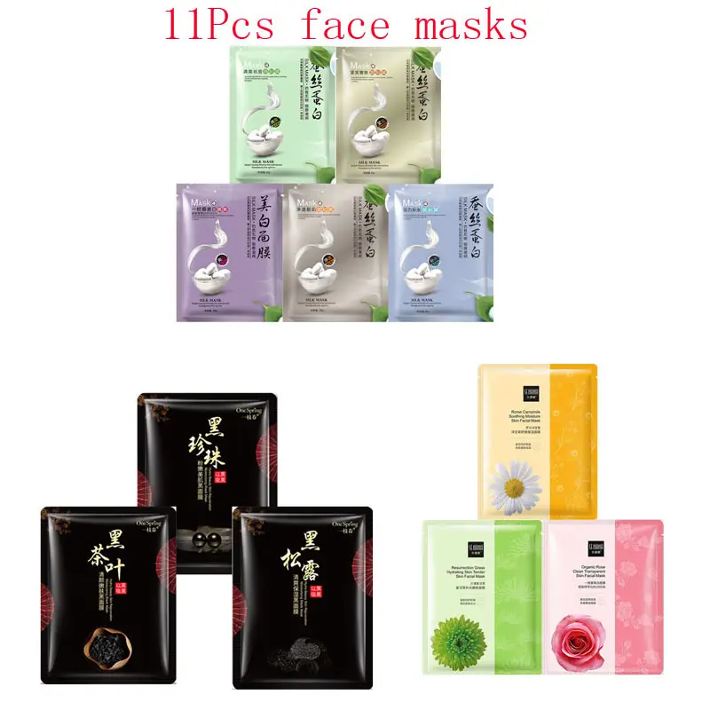 11Pcs mixed Silk protein black truffle pearl Plant flowers Face Mask extraction Moisturizing Whitening Anti-Aging Facial Masks 
11Pcs mixed Silk protein black truffle pearl Plant flowers Face Mask extraction Moisturizing Whitening Anti-Aging Facial Masks