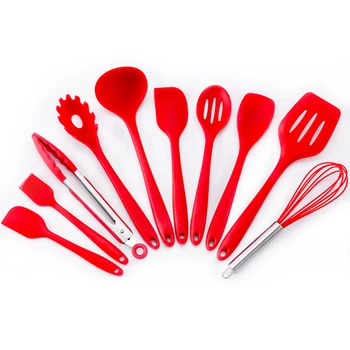 10pcs Heat Resistant Silicone Cookware Kit Nonstick Baking Tools Spatula Scraper Oil Brushes Shovel Spoon Kitchen Products