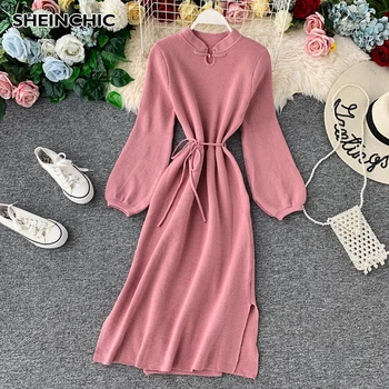 Spring Autumn Women Knit Dress Sweet Pink/Beige/Black Long Sleeve Dress Casual High Waist Slim Vintage Female Dress Vestidos New
Spring Autumn Women Knit Dress Sweet Pink/Beige/Black Long Sleeve Dress Casual High Waist Slim Vintage Female Dress Vestidos New