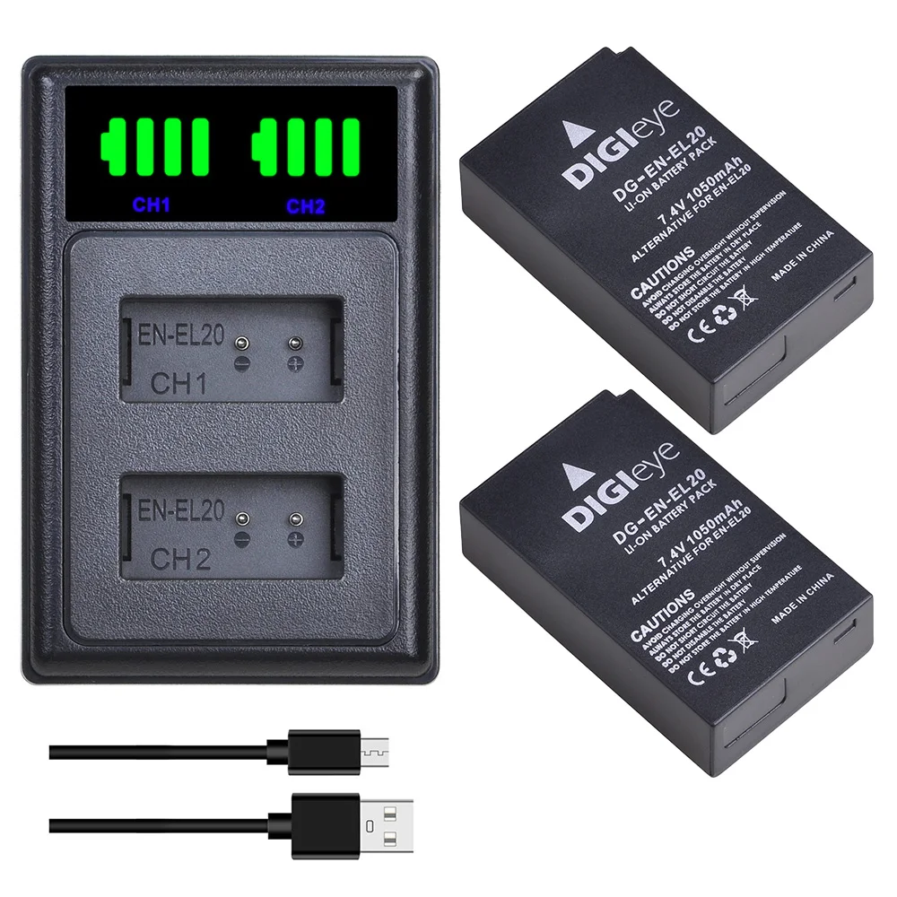 2Pcs EN-EL20 EN EL20 EN EL20a Battery + LED Dual Charger Type C Port for Nikon Coolpix P1000 Nikon1 J1, J2, J3 Nikon1 AW1,1 S1
2Pcs EN-EL20 EN EL20 EN EL20a Battery + LED Dual Charger Type C Port for Nikon Coolpix P1000 Nikon1 J1, J2, J3 Nikon1 AW1,1 S1