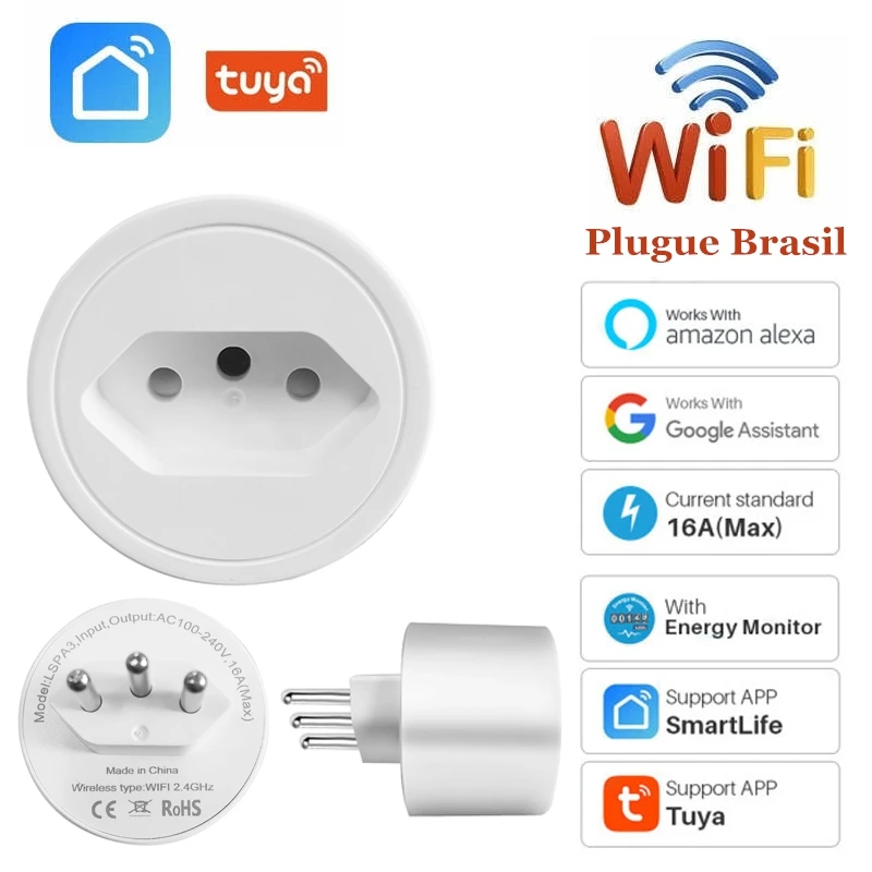 Brazil Plug WiFi 16A Smart Plug With Timer Power Monitor SmartLife APP Control with Alexa Google Assistant
Brazil Plug WiFi 16A Smart Plug With Timer Power Monitor SmartLife APP Control with Alexa Google Assistant