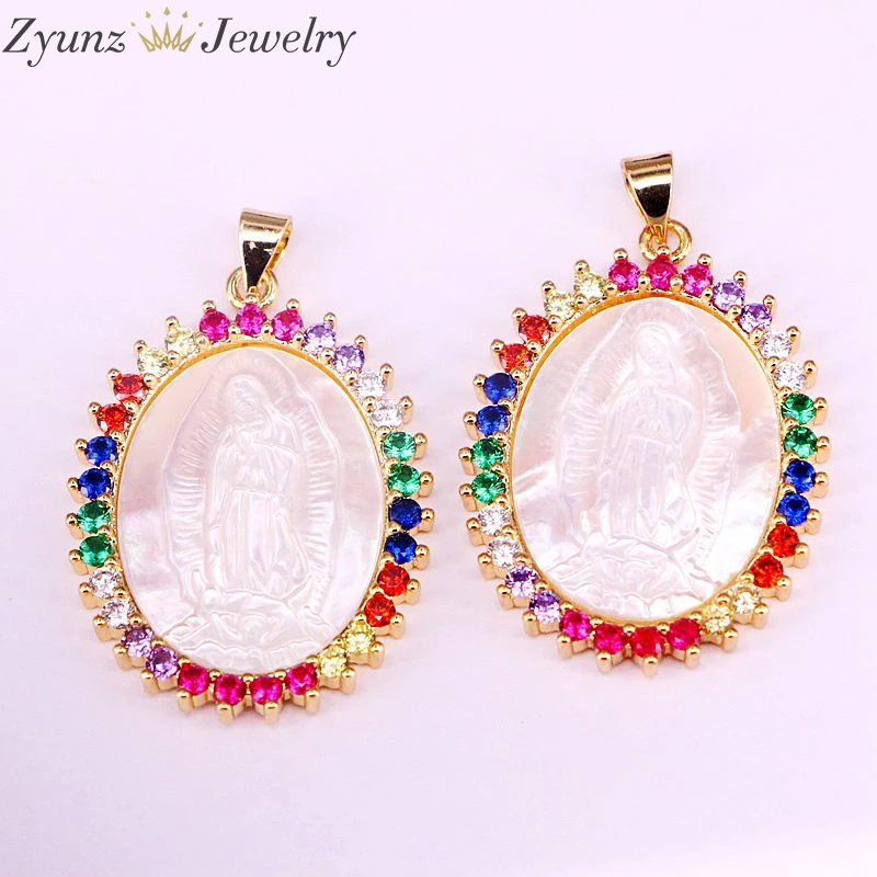 5PCS, Shiny Rainbow Colorful CZ Jesus / Mary Shell Pendant Micro pave CZ Pendant Gold Color Charm trendy jewelry accessories
5PCS, Shiny Rainbow Colorful CZ Jesus / Mary Shell Pendant Micro pave CZ Pendant Gold Color Charm trendy jewelry accessories