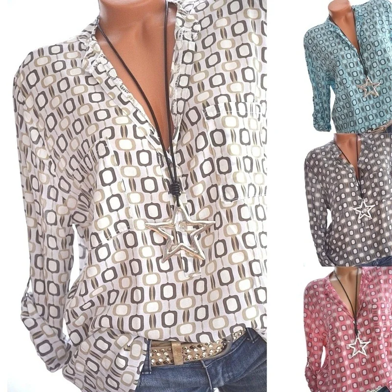 ZOGAA 2020 New Women Geometric Pattern Blouses Fashion Tops Casual Blouse Chic V Neck Button Long Sleeve Shirt Women Streetwear
ZOGAA 2020 New Women Geometric Pattern Blouses Fashion Tops Casual Blouse Chic V Neck Button Long Sleeve Shirt Women Streetwear
