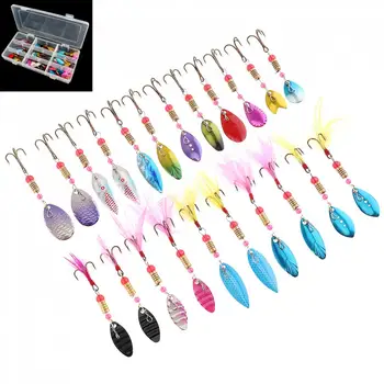22pcs Metal Spinnerbait Spoon Rotating Fishing Lure Colorful Pattern Catfish Lures with Feather Beads Hooks Metal Lures
22pcs Metal Spinnerbait Spoon Rotating Fishing Lure Colorful Pattern Catfish Lures with Feather Beads Hooks Metal Lures