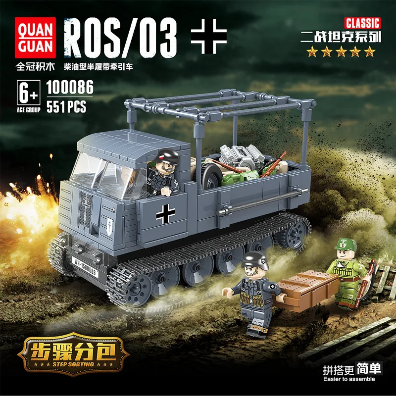 Crown 100086 Military World War II Semi-Track Tractor Inserted Building Blocks Children Educational Force Assembled Toys Boy
Crown 100086 Military World War II Semi-Track Tractor Inserted Building Blocks Children Educational Force Assembled Toys Boy